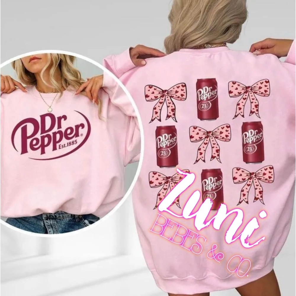 Dr Pepper pink coquette bow 2 Sides SWEATER